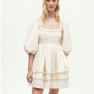 RHODE Cream Puff Sleeve Mini Dress
